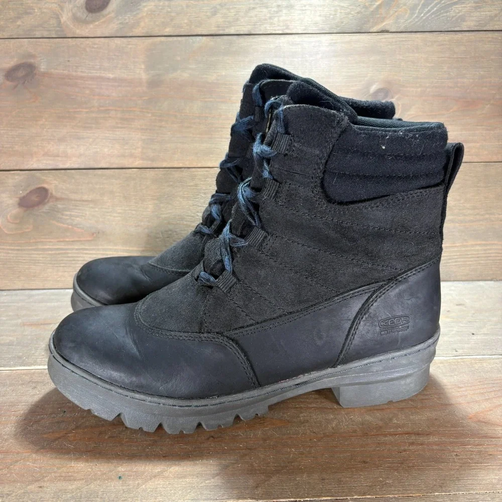 KEEN wapato Womens size 10 shoes Black Suede Waterproof Insulated Snow Boots